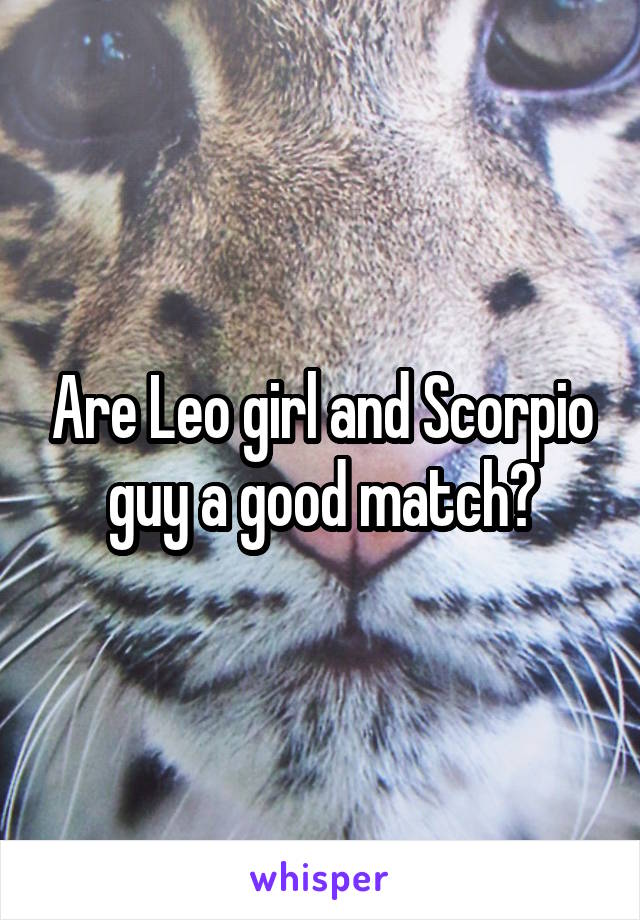 Are Leo girl and Scorpio guy a good match?