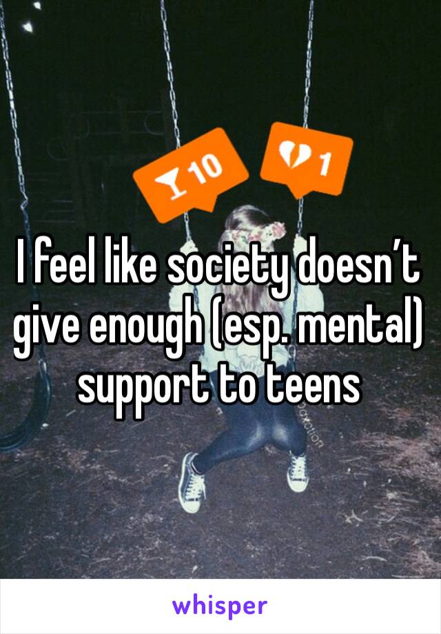 I feel like society doesn’t give enough (esp. mental) support to teens 