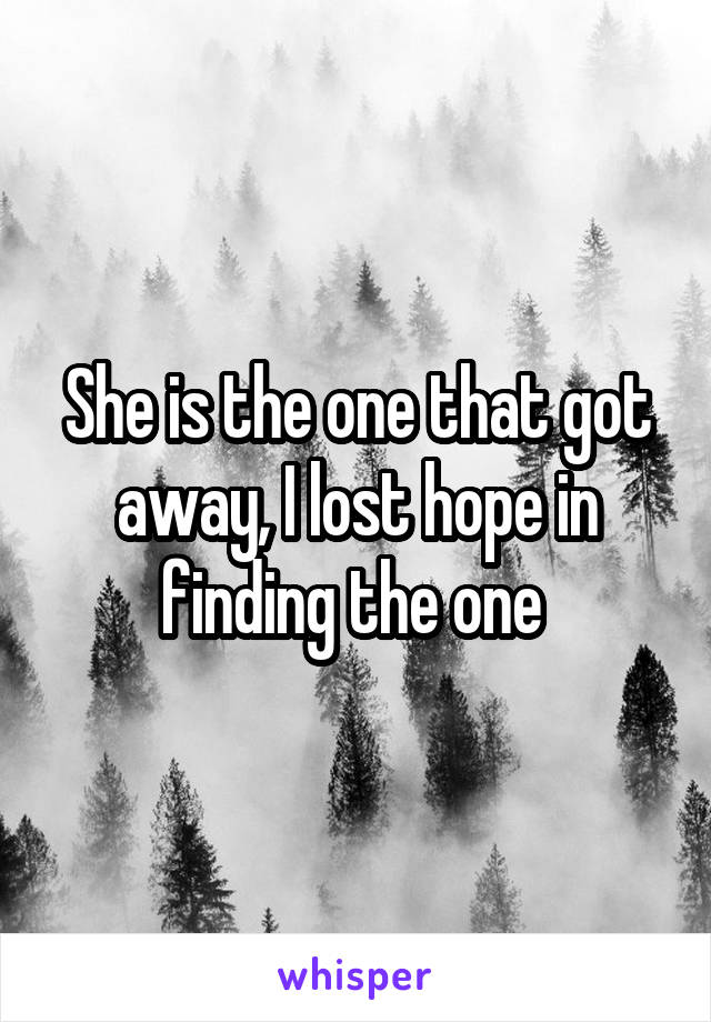 She is the one that got away, I lost hope in finding the one 
