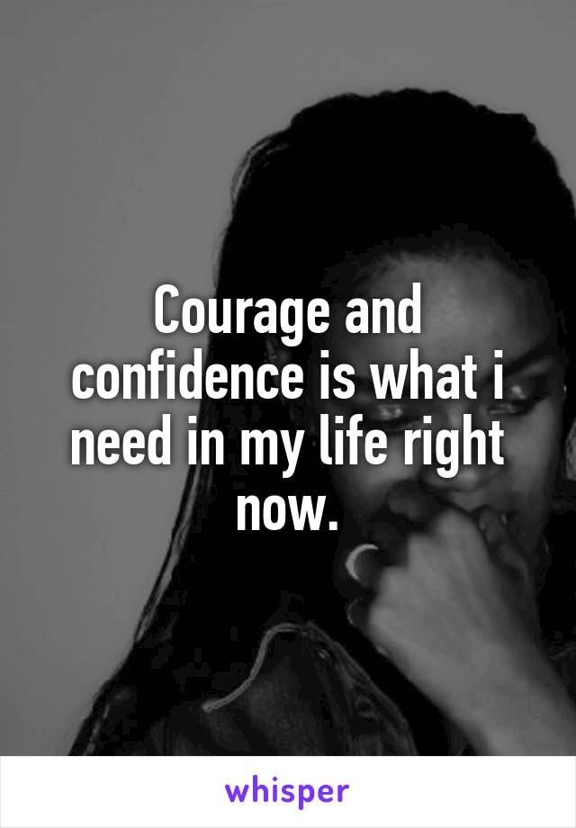 Courage and confidence is what i need in my life right now.