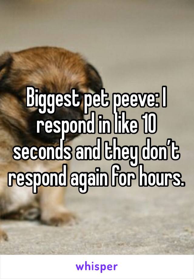Biggest pet peeve: I respond in like 10 seconds and they don’t respond again for hours.