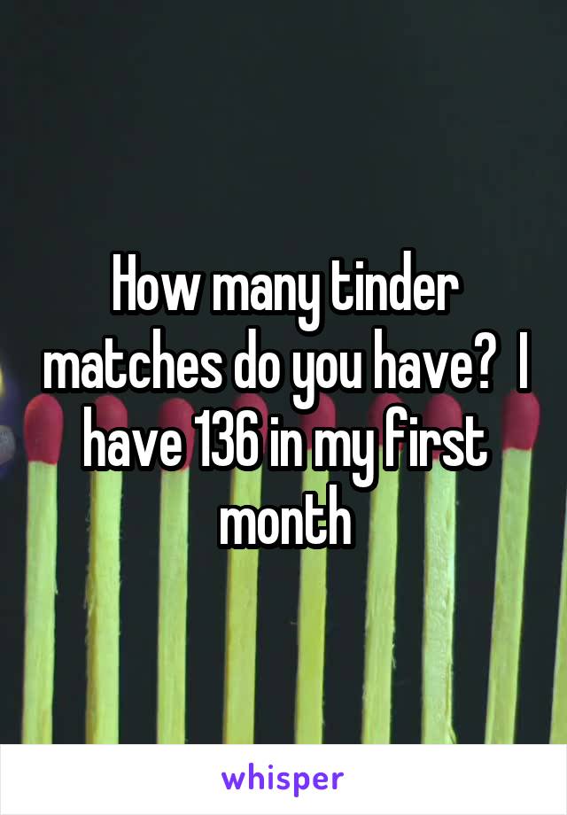 How many tinder matches do you have?  I have 136 in my first month