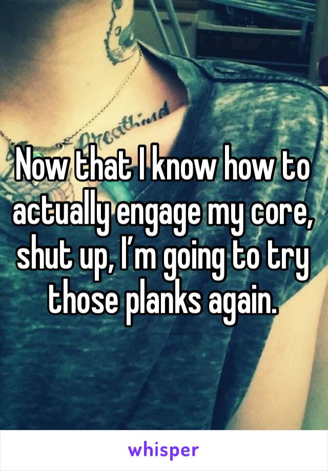 Now that I know how to actually engage my core, shut up, I’m going to try those planks again.
