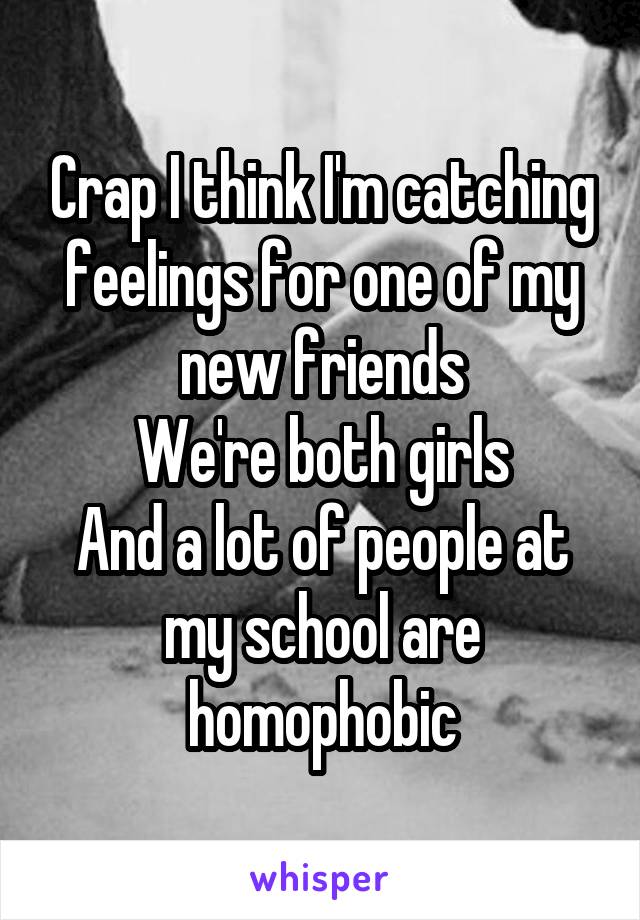 Crap I think I'm catching feelings for one of my new friends
We're both girls
And a lot of people at my school are homophobic