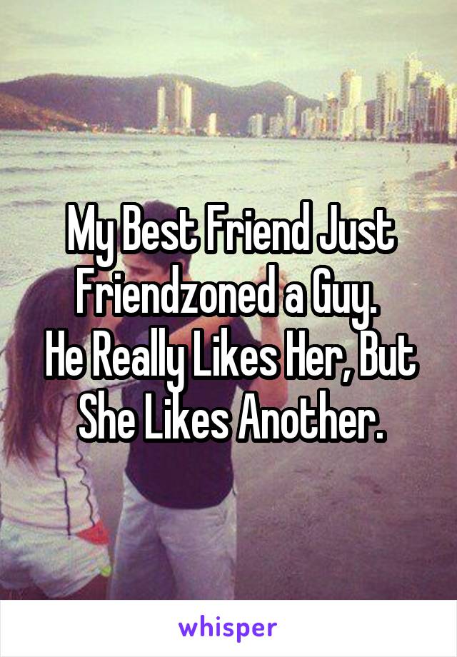 My Best Friend Just Friendzoned a Guy. 
He Really Likes Her, But She Likes Another.