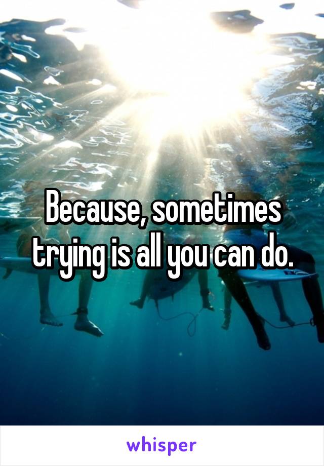 Because, sometimes trying is all you can do.