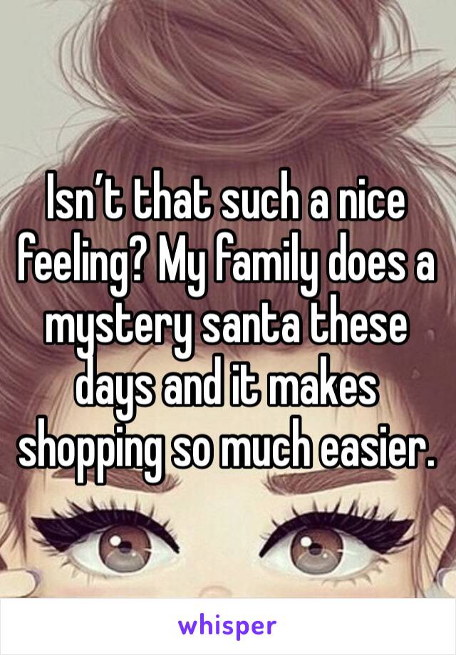 Isn’t that such a nice feeling? My family does a mystery santa these days and it makes shopping so much easier.
