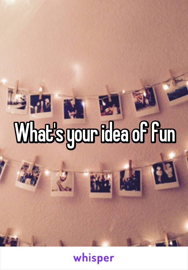 What's your idea of fun