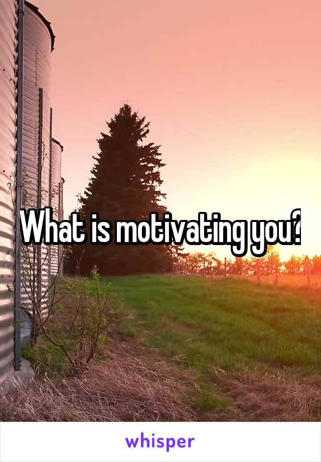 What is motivating you?