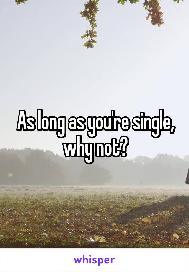 As long as you're single, why not?