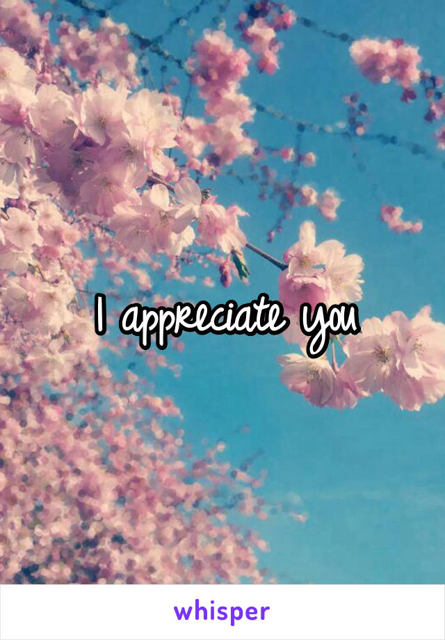 I appreciate you