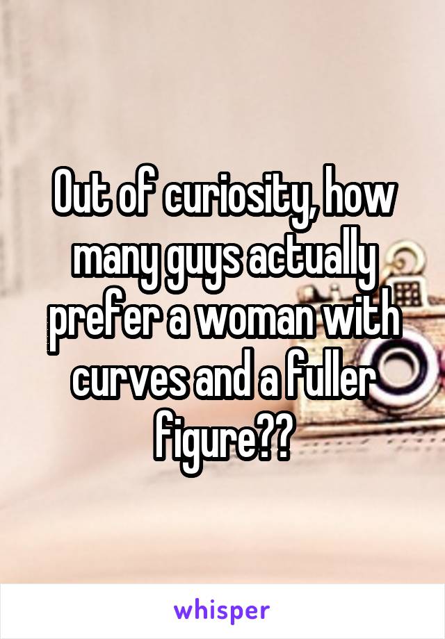 Out of curiosity, how many guys actually prefer a woman with curves and a fuller figure??