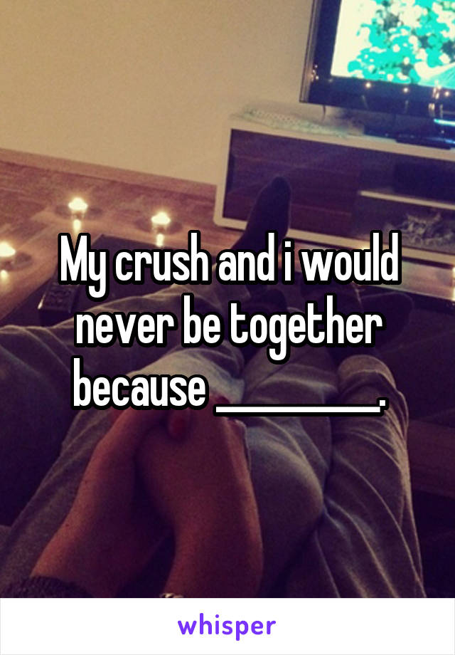 My crush and i would never be together because __________.