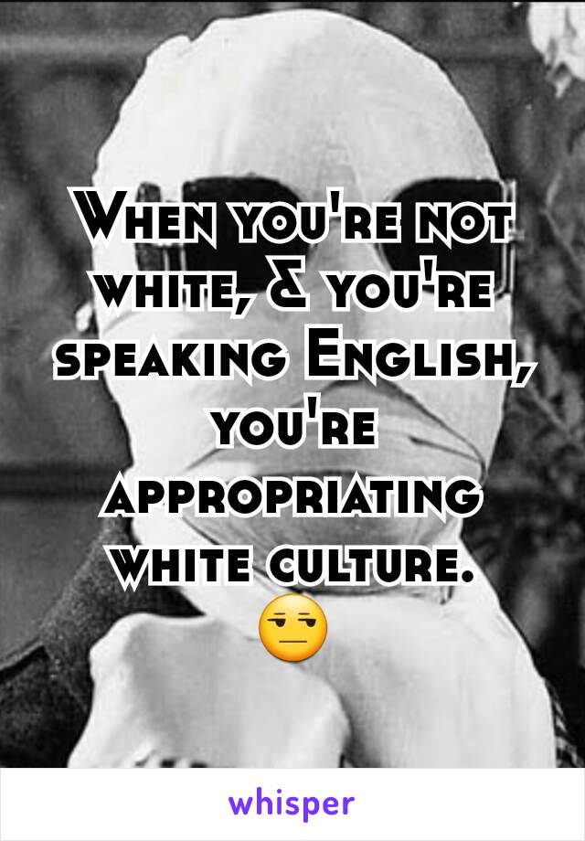 When you're not white, & you're speaking English, you're appropriating white culture.
😒