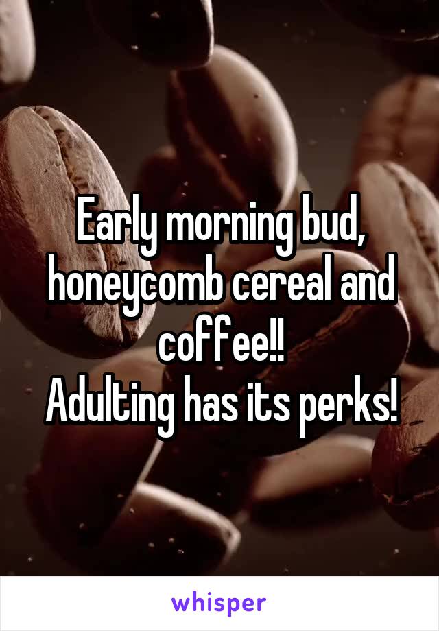 Early morning bud, honeycomb cereal and coffee!!
Adulting has its perks!