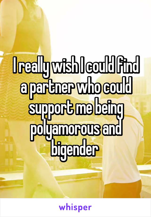 I really wish I could find a partner who could support me being polyamorous and bigender 