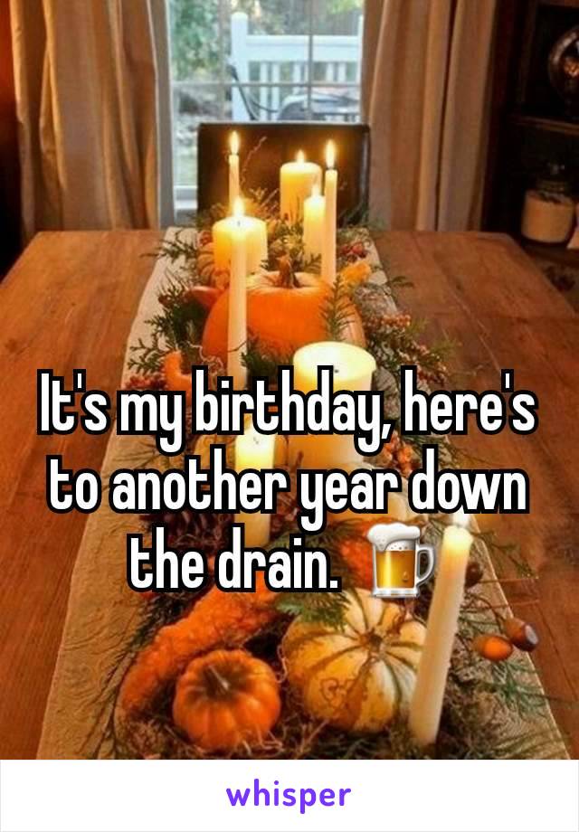 It's my birthday, here's to another year down the drain. 🍺