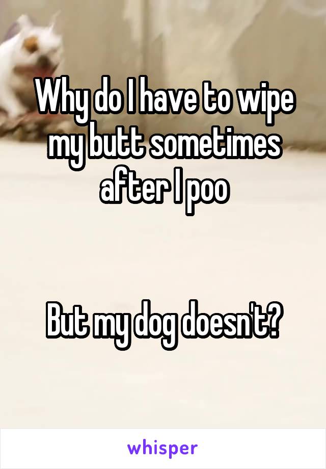 Why do I have to wipe my butt sometimes after I poo


But my dog doesn't?
