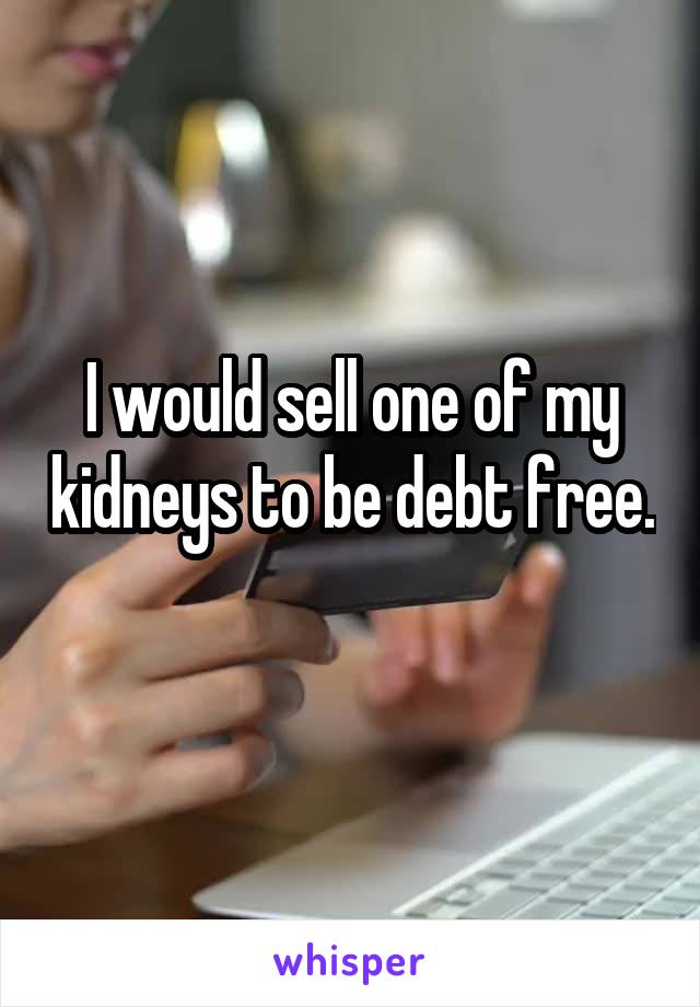 I would sell one of my kidneys to be debt free. 