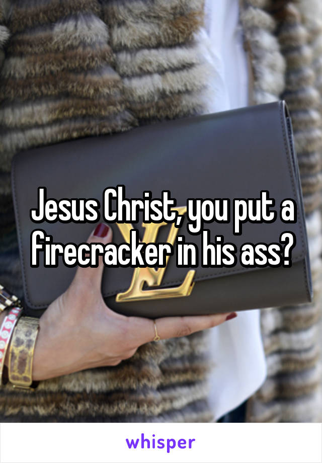 Jesus Christ, you put a firecracker in his ass?