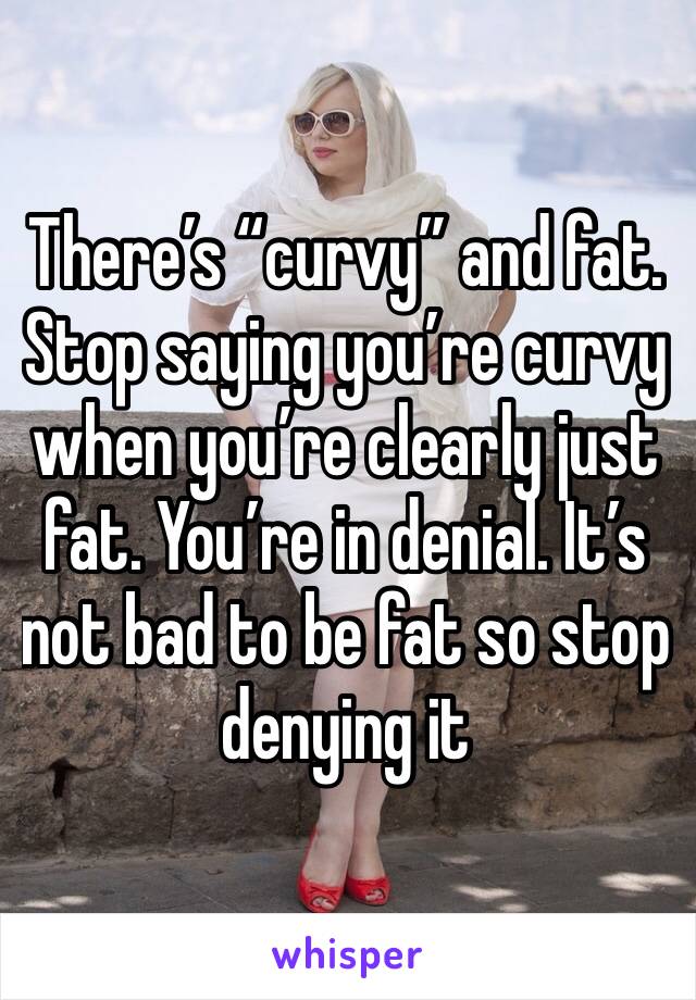 There’s “curvy” and fat. Stop saying you’re curvy when you’re clearly just fat. You’re in denial. It’s not bad to be fat so stop denying it