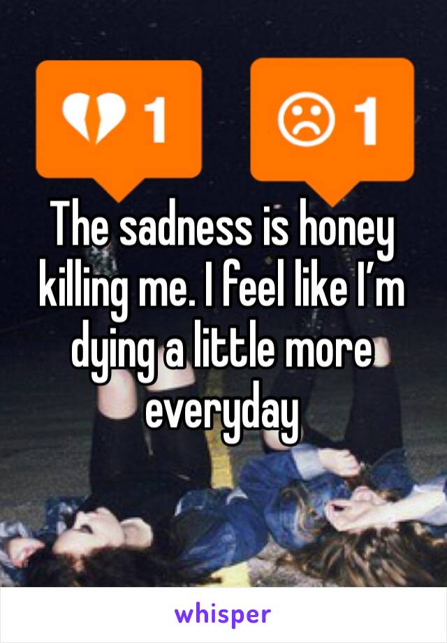 The sadness is honey killing me. I feel like I’m dying a little more everyday 