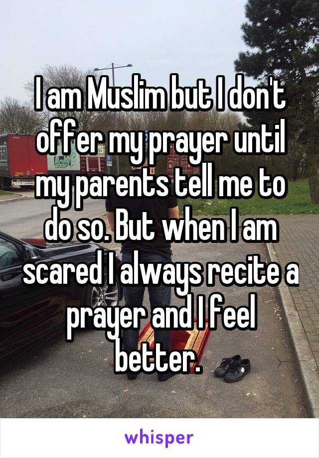 I am Muslim but I don't offer my prayer until my parents tell me to do so. But when I am scared I always recite a prayer and I feel better. 