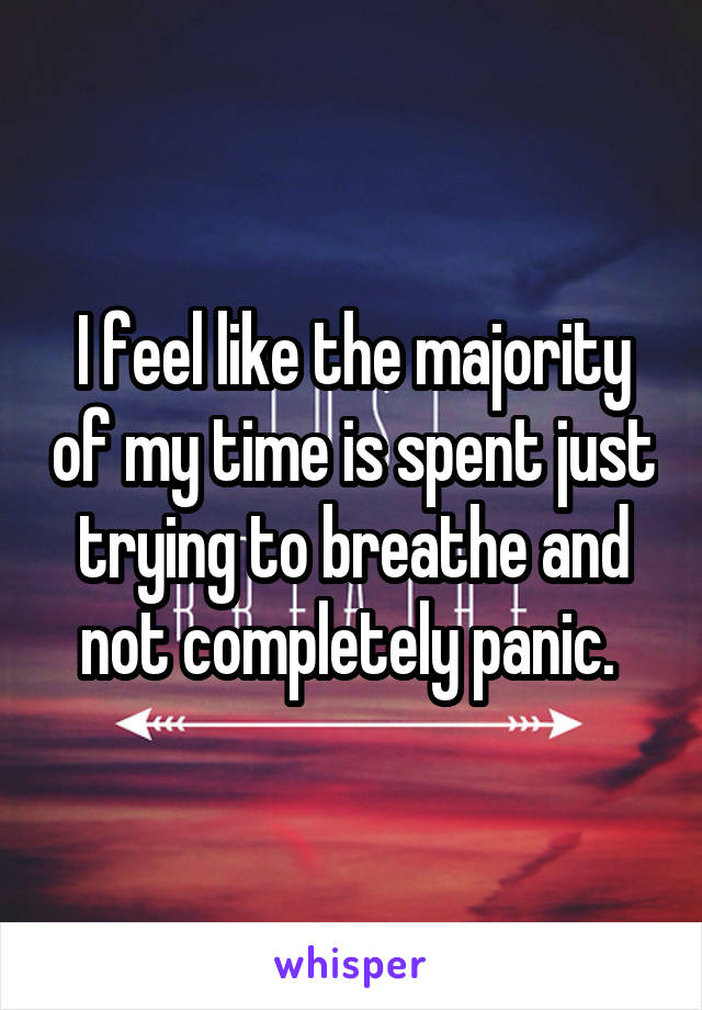 I feel like the majority of my time is spent just trying to breathe and not completely panic. 