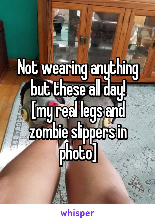 Not wearing anything but these all day!
[my real legs and zombie slippers in photo]