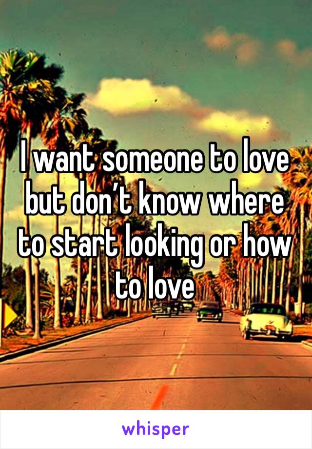 I want someone to love but don’t know where to start looking or how to love 