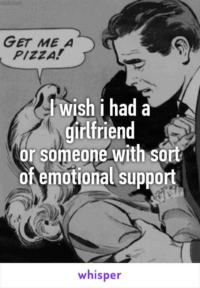 I wish i had a girlfriend
or someone with sort of emotional support 