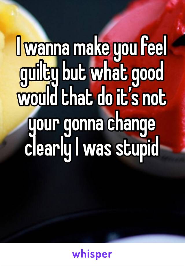 I wanna make you feel guilty but what good would that do it’s not your gonna change clearly I was stupid 