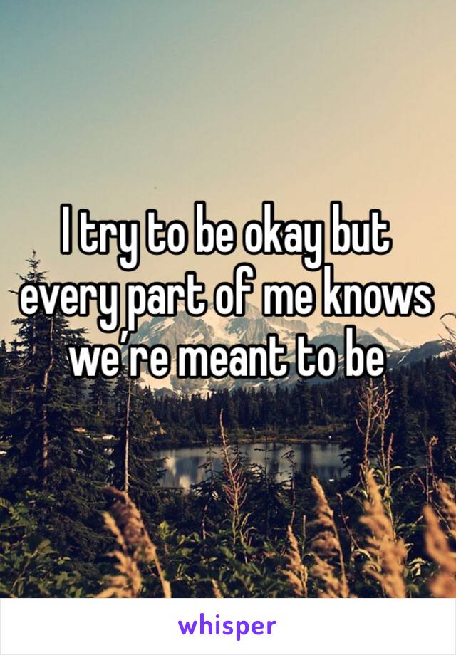 I try to be okay but every part of me knows we’re meant to be