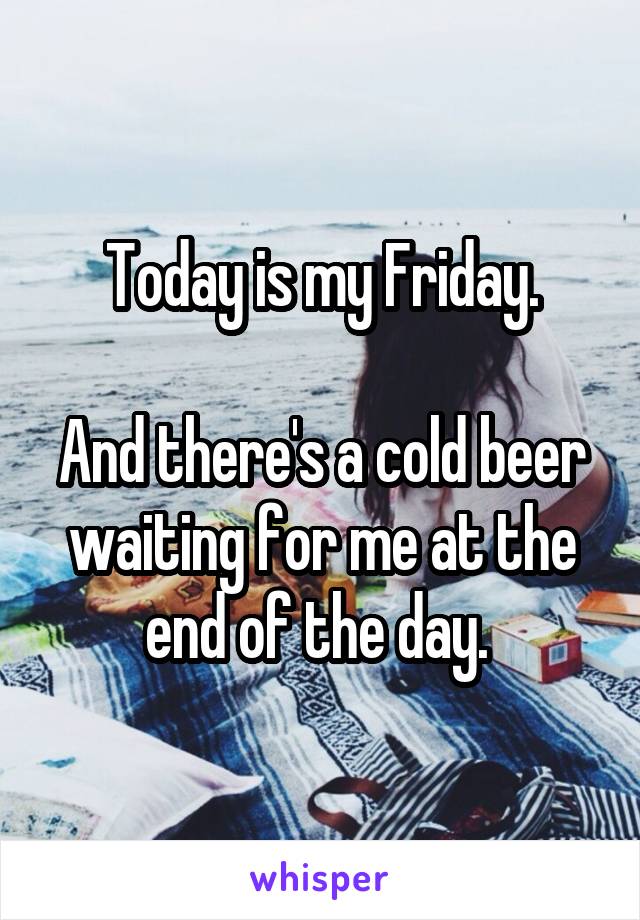 Today is my Friday.

And there's a cold beer waiting for me at the end of the day. 