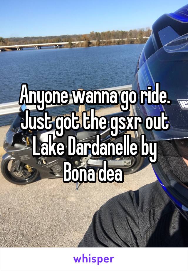 Anyone wanna go ride. Just got the gsxr out
Lake Dardanelle by Bona dea 