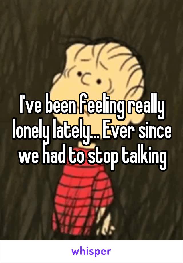 I've been feeling really lonely lately... Ever since we had to stop talking