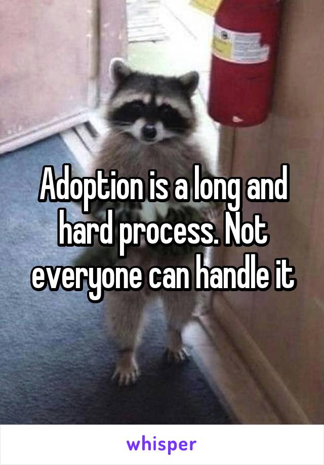 Adoption is a long and hard process. Not everyone can handle it