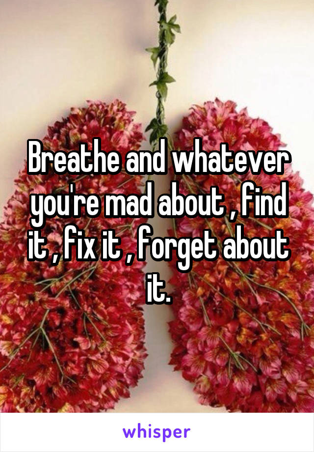 Breathe and whatever you're mad about , find it , fix it , forget about it.