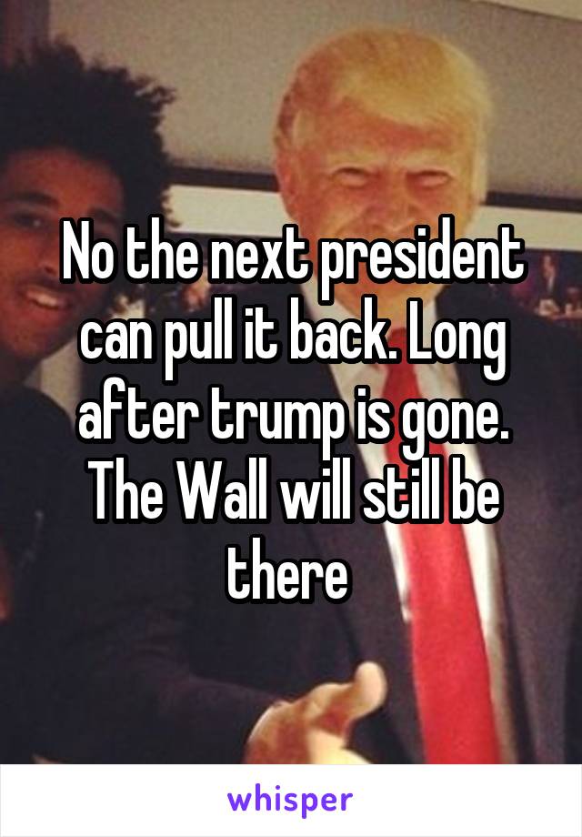 No the next president can pull it back. Long after trump is gone. The Wall will still be there 