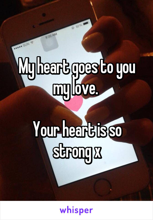 My heart goes to you my love. 

Your heart is so strong x