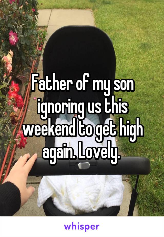 Father of my son ignoring us this weekend to get high again. Lovely. 