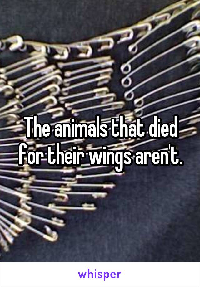 The animals that died for their wings aren't.