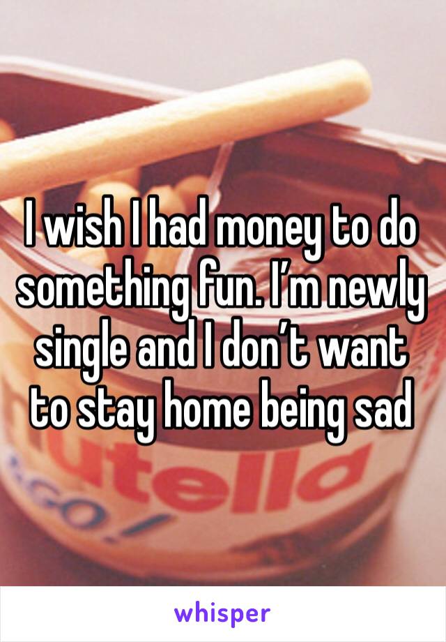 I wish I had money to do something fun. I’m newly single and I don’t want to stay home being sad