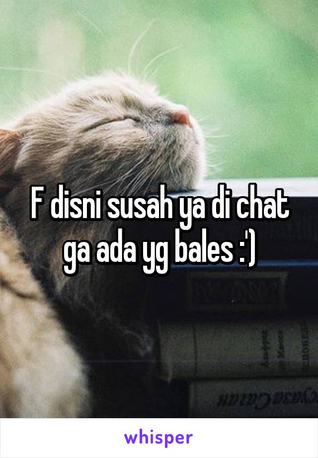 F disni susah ya di chat ga ada yg bales :')