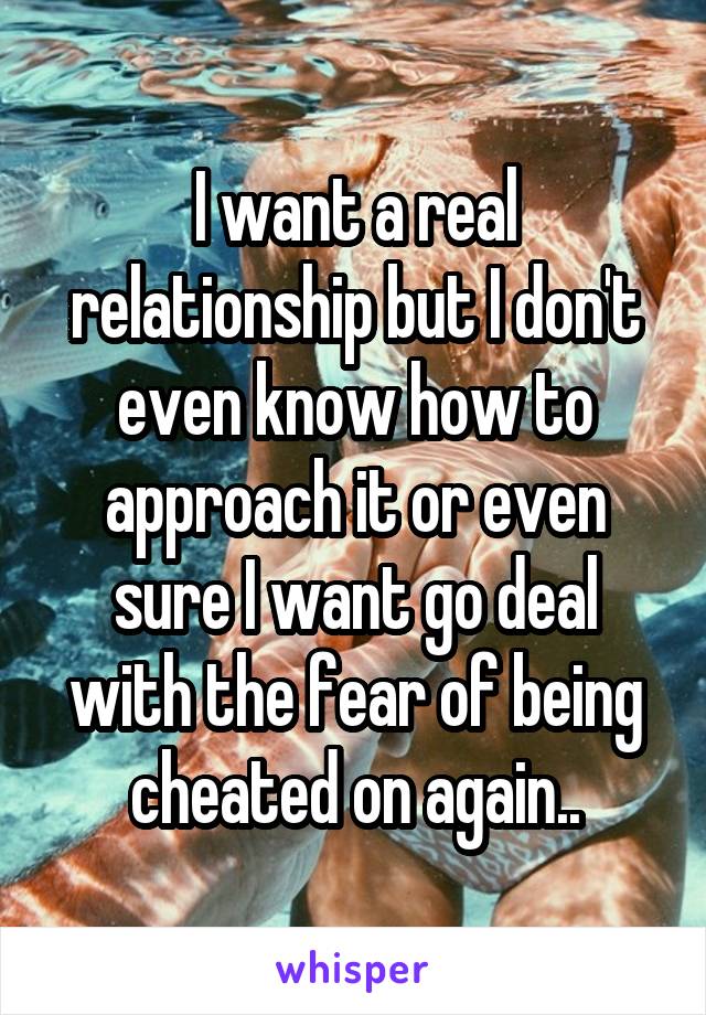 I want a real relationship but I don't even know how to approach it or even sure I want go deal with the fear of being cheated on again..