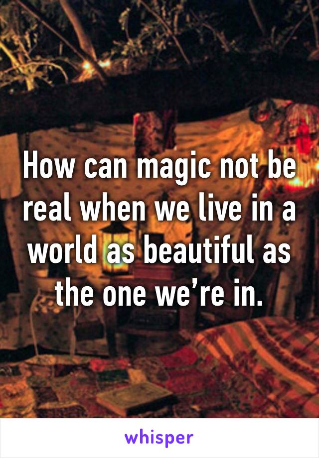 How can magic not be real when we live in a world as beautiful as the one we’re in.