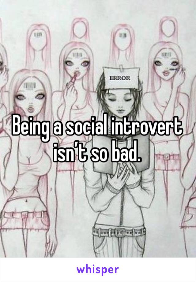 Being a social introvert isn’t so bad.