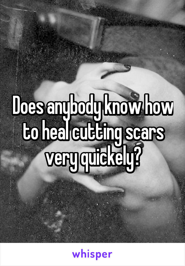 Does anybody know how to heal cutting scars very quickely?
