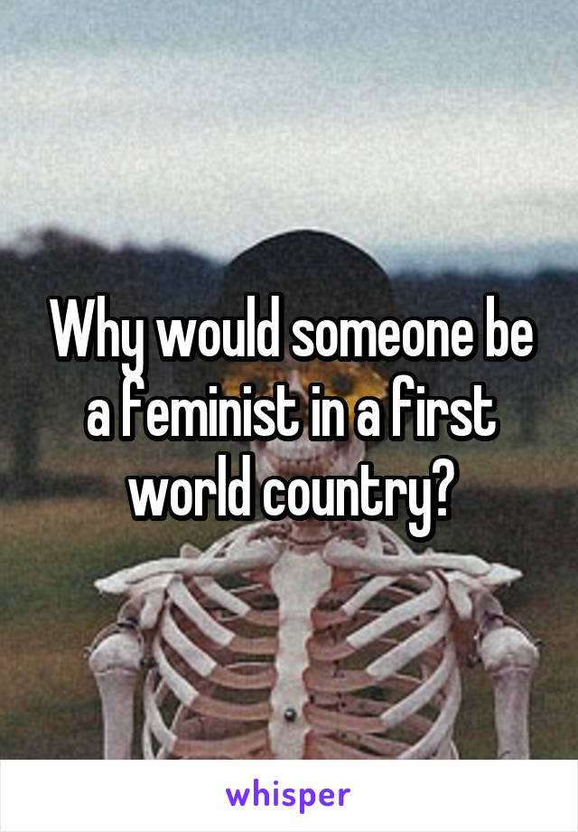 Why would someone be a feminist in a first world country?