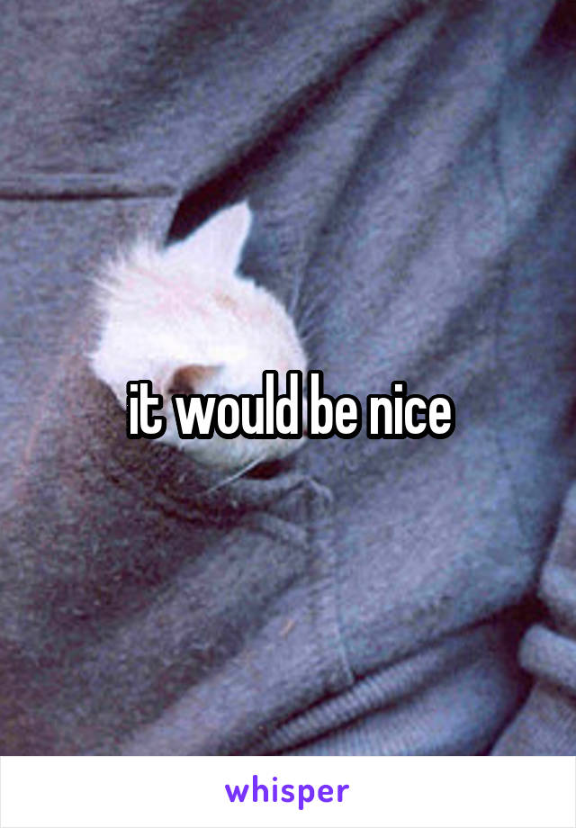 it would be nice